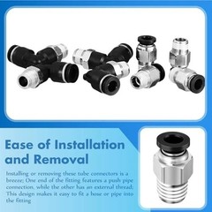 12 Pcs Push to Connect Fittings 1/4 Inch Tube OD X 1/8 NPT Air Line Fittings