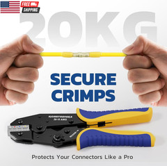 Crimping Tool for Insulated Electrical Wire Connectors-Awg 22-10 Ratchet Crimper