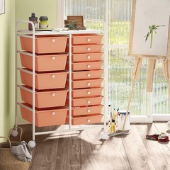 Costzon Homgx 15-Drawer Storage Rolling Cart Multipurpose Utility Storage Cart