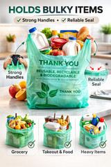 Biodegradable T-Shirt Grocery Shopping Bags Large 22×6.5×12 0.5 Mil Pick Qty