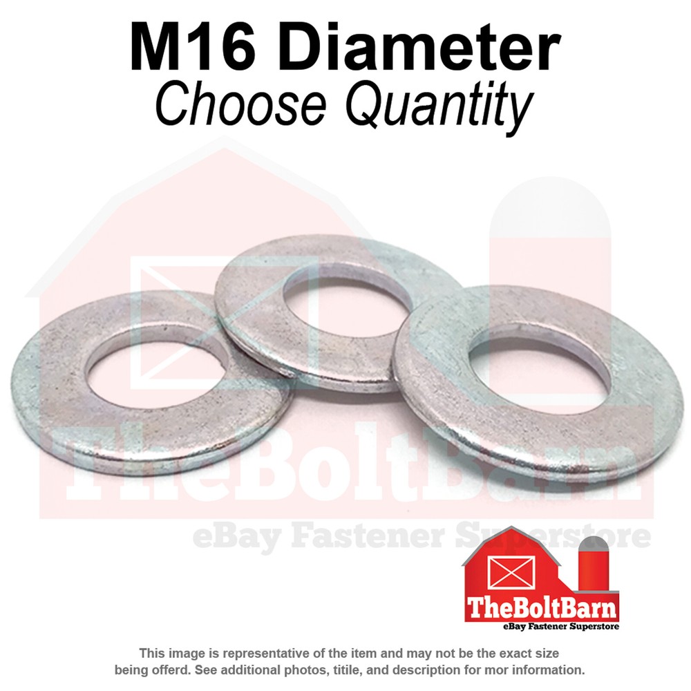 M16 Class 10 Hardened Flat Washers Zinc Clear (Pick Quantity)
