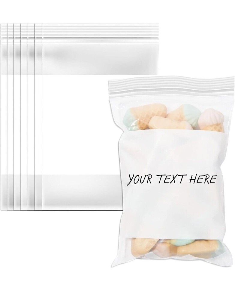 1000/PCS White Block 4″x8″ Clear Reclosable Seal Bag Plastic Zip Lock Bags 4Mil
