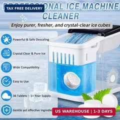 Ice Machine Cleaner Tablets Descaler 36 Pack, Countertop Ice Maker Cleaner Table