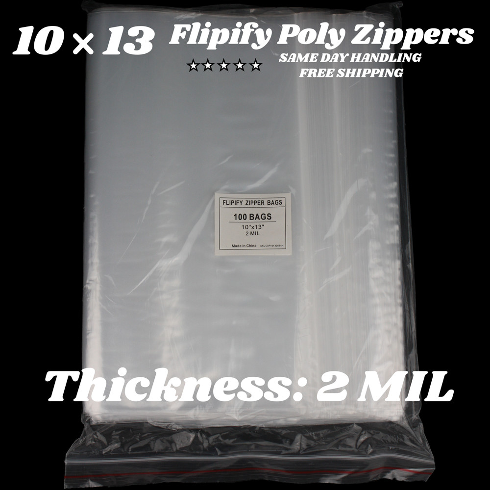 10×13 Clear 2 Mil Zipper Bags Poly Plastic Reclosable Seal Food Storage Baggie