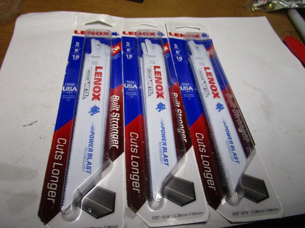 Lenox 6″ x 18 TPI Bi-Metal Reciprocating Blade for Metal QTY 15
