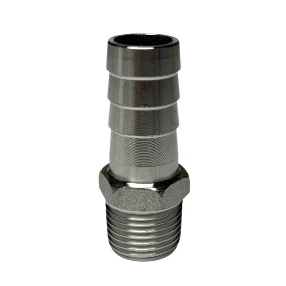 1/2” NPT Male to 18mm Stainless Hose Barb Adapter Oil Fuel Water Fitting