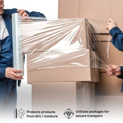 12″ x 1500′ 90 Gauge Cast Hand Stretch Wrap Bundling Shrink Film Clear 4 Rolls