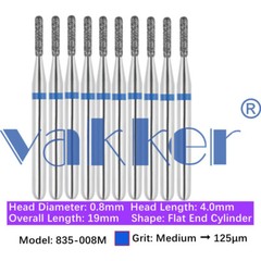 10pc/pk Dental FG Diamond Burs High Speed Flat/Round End Cylinder Polishing Burs