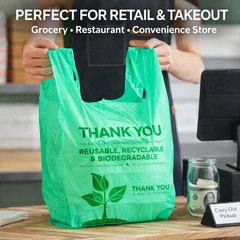 Biodegradable T-Shirt Grocery Shopping Bags Large 22×6.5×12 0.5 Mil Pick Qty