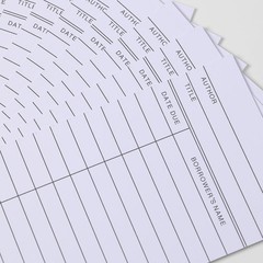 100 Count Library Cards, Checkout Catalog Book Card,Library Checkout Index Cards