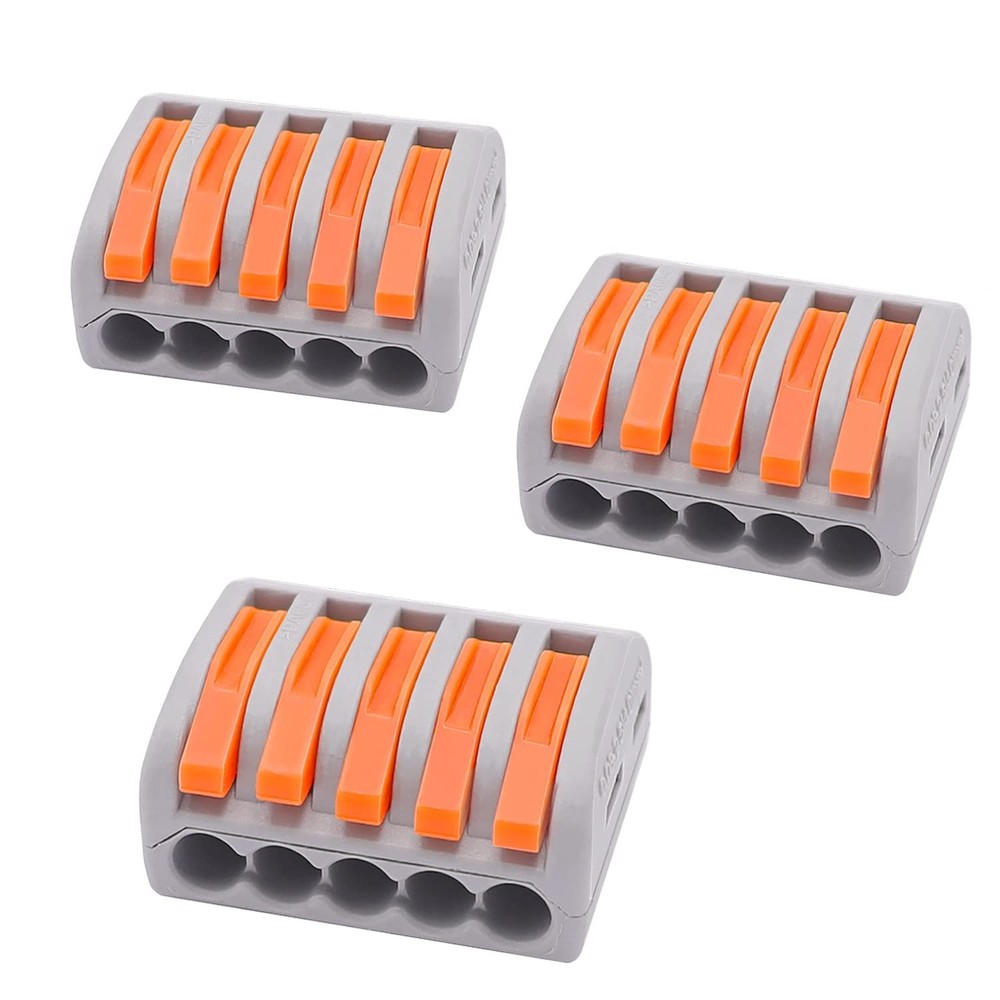 smseace 25 Pcs 5 Port Lever Nut Conductor Compact Wire Connectors Fast Connec…