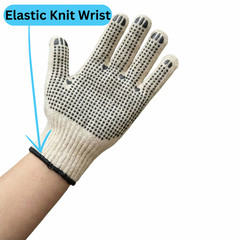 PVC Dots, Knitted Work Gloves, Ambidextrous, Cotton/Polyester, Size: Men – Women