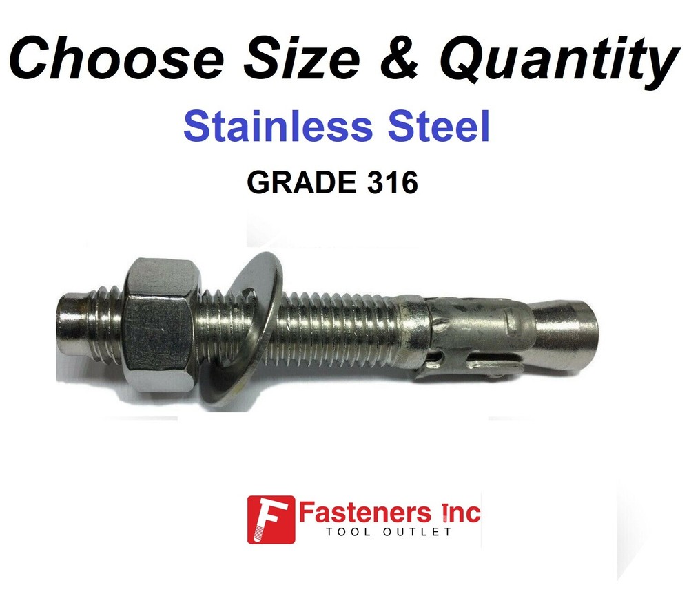 Concrete Wedge Anchor Stainless Steel Grade 316 (Choose Size & Quantity)