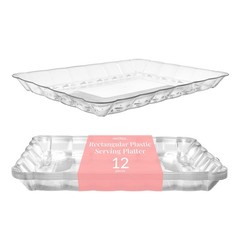 12-Pack Serving Tray – 9×13 Inches Disposable Rectangular Plastic Food Tray f…