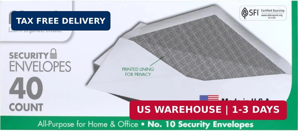 Mead #10 Envelopes, Letter Size, 4-1/8″ x 9-1/2″, Security Printed Lining for Pr