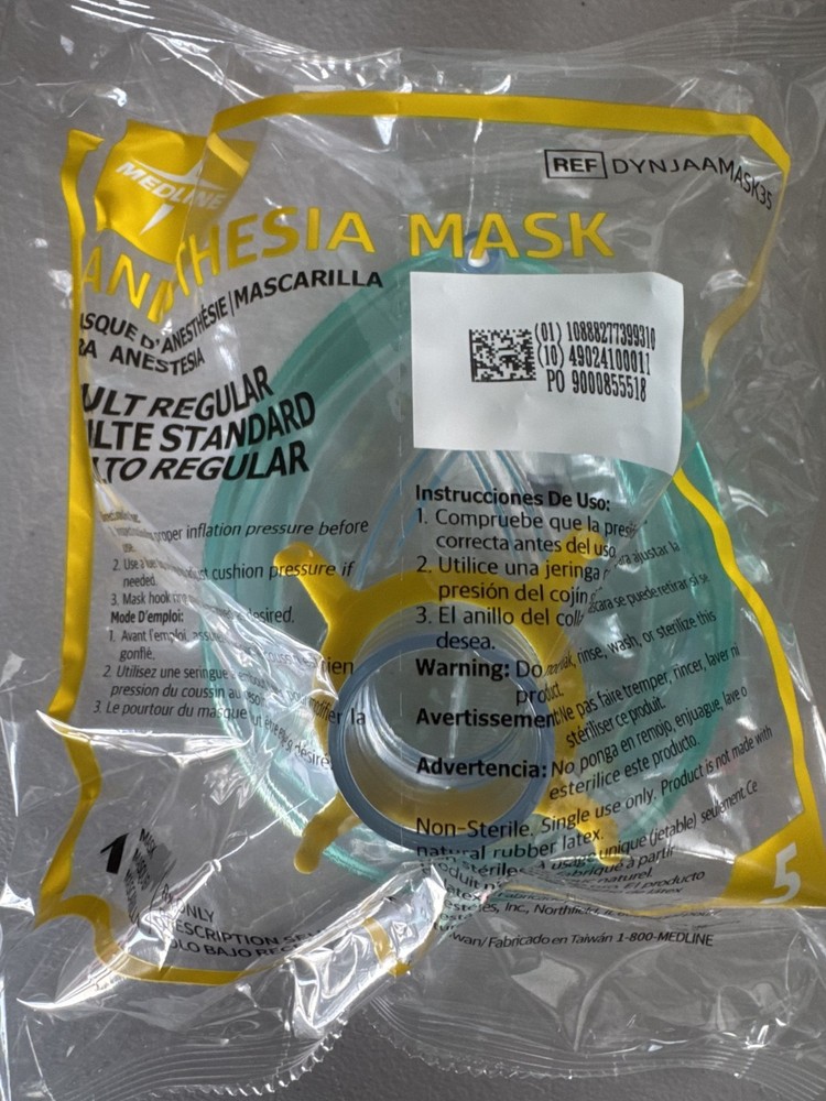 10 Pack of Medline Anesthesia Mask (Adult Regular Size 5) LOT# 49024100011
