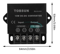 NEW- TOBSUN DC to DC Voltage Step Down Converter 12/24 to 5V 3A 15W. (#4)