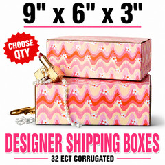 9x6x3 Wavy Daisy Designer Shipping Boxes 32 ECT Boutique Gift Mailers