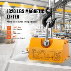 Magnetic Lifter, 1320 lbs/ 600kg Pulling Capacity, 2.5 Safety Factor, Steel and