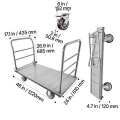Uimoso Heavy Duty Foldable Platform Cart, 2650 lbs Capacity with Wheels