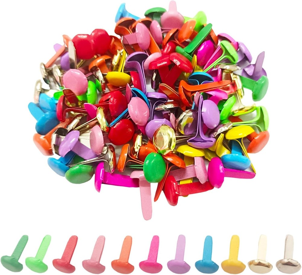 100pcs Multicolor Split Pins Pastel Metal Brad Fasteners
