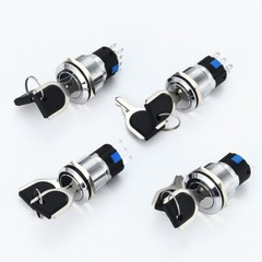 19mm Rotary Key Switch Latching 2/3 Position Selector Security Lock ON/OFF 5A