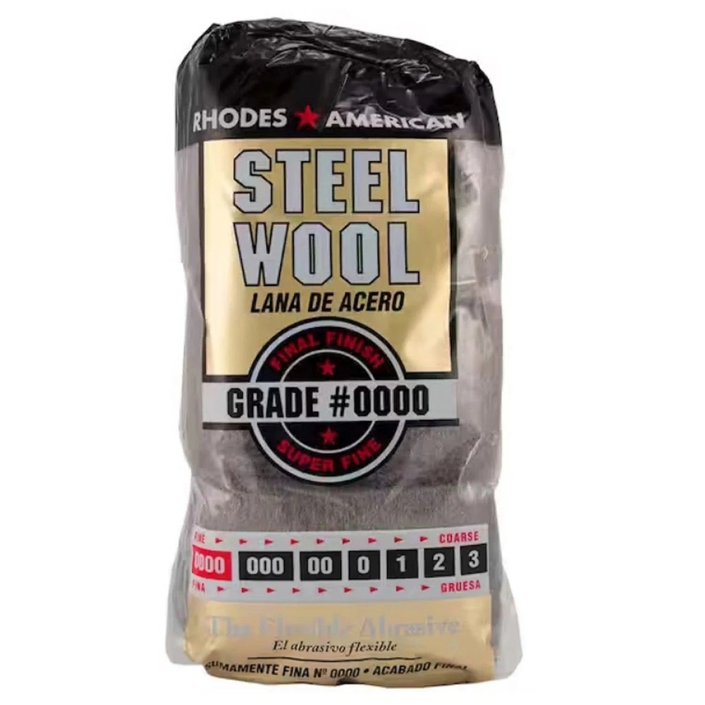 Steel Wool 0000 12 pad Fine Grade Rhodes, American Final Finish Super Fine