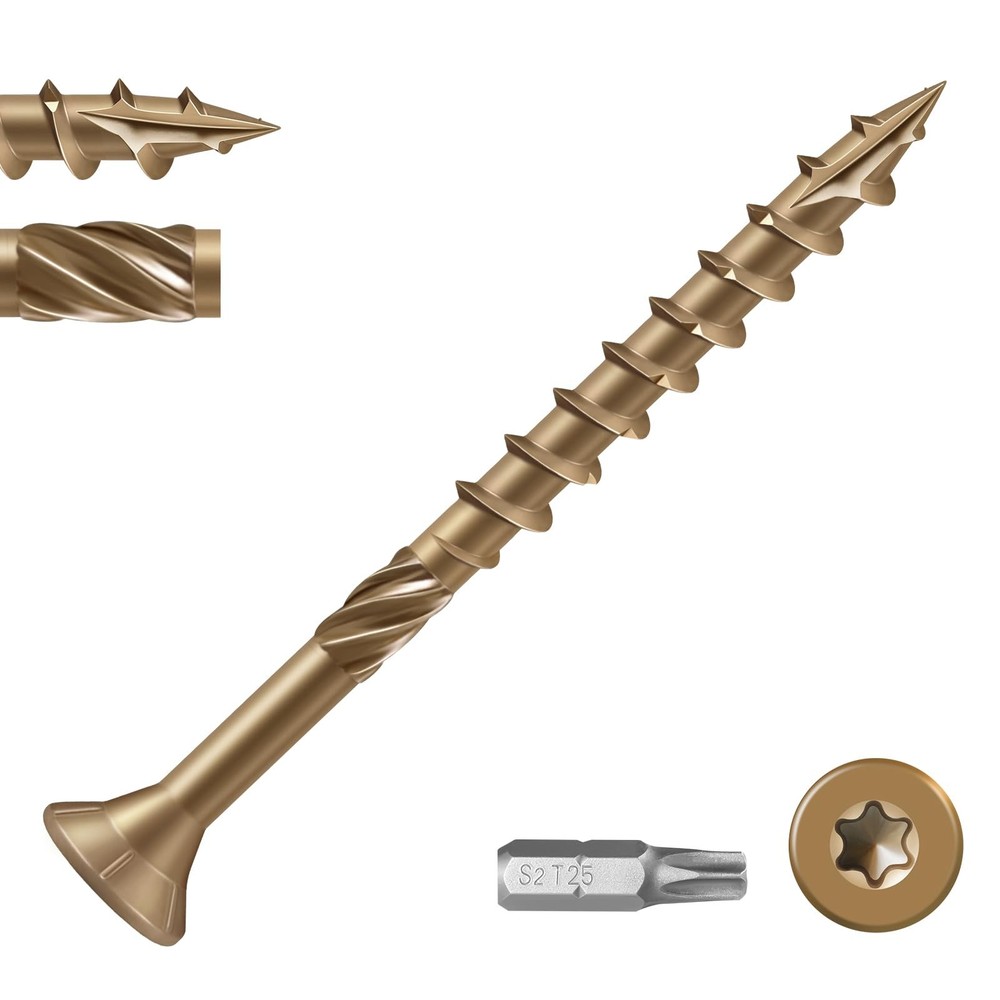 #10 Deck Screws 31/2 Inch Exterior Decking Wood Screws HeavyDuty Outdoor Torx…