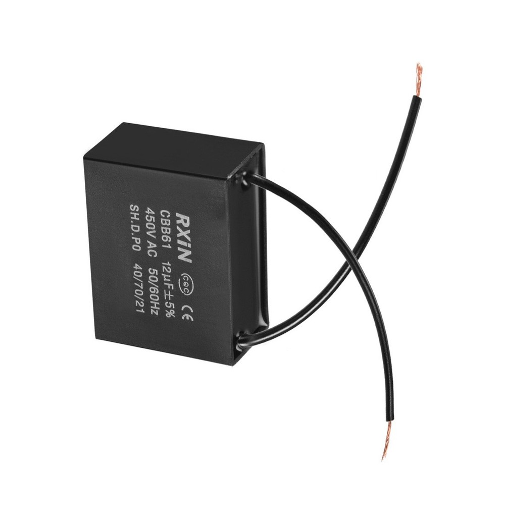 CBB61 Run Capacitor 450V AC 12uF 2 Wire Metallized Polypropylene Film Capacitor
