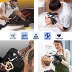 Black Nitrile Gloves 5 Mil Heavy Duty Powder Free Disposable Mechanic Tattoo