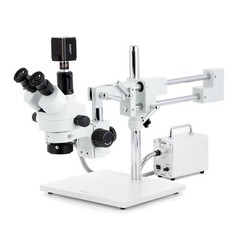 AmScope 3.5X-45X Trinocular Stereo Microscope 8MP HDMI/WiFi/LAN Camera+LED Fiber