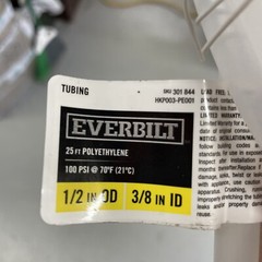 Vacuum Tubing Polyethylene – 1/2″ OD / 3/8″ ID 25 Feet S8A