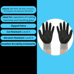 Cut Resistant Work Gloves A5 Size Large 12 Pairs