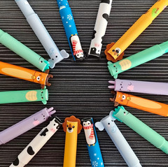 4-Pack Erasable Gel Pens Cartoon Animal Design Colorful Ink Fine Tip