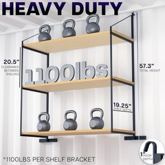 Life Finds Black 3 Tier Shipping Container Shelving Brackets, 4 Pack