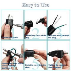 4PCS Electrical Replacement Plug 3 Prong Male Plug End Extension Cord Replacemen