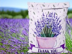 10×13 Lavender Plant Thank you Poly Mailers, Self Sealing Purple Spring Summer M