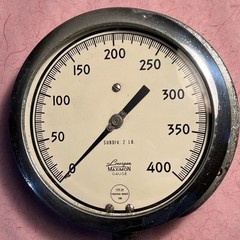 Lonergan Steam Pressure Gauge 400psi Brass Bronze Steampunk Vintage Antique