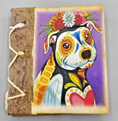 Dog Day of Dead Journal Notebook Diary Handmade Bark Paper Natural Twine Mexico
