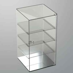 Clear Acrylic 3 Shelf Rotating Lockable Display Case 10″ x 10″ x 19″