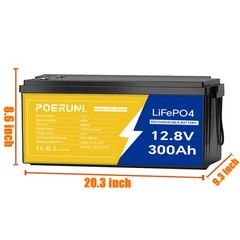 12V 300Ah LiFePO4 Lithium Battery 3840Wh Built-in BMS Deep Cycle RV Marine Solar