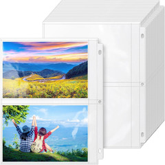50 Pack 5×7 Photo Sleeves for 3 Ring Binder Clear 2 Pocket Album Pages