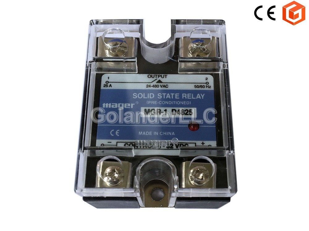 25A 3-32VDC to 24-480V AC Solid State Relay SSR + Clear Cover
