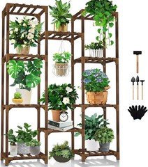 Plant Stand Indoor Outdoor, Tall Plant Shelf for Multiple Plants, 10 tiers 11Pot