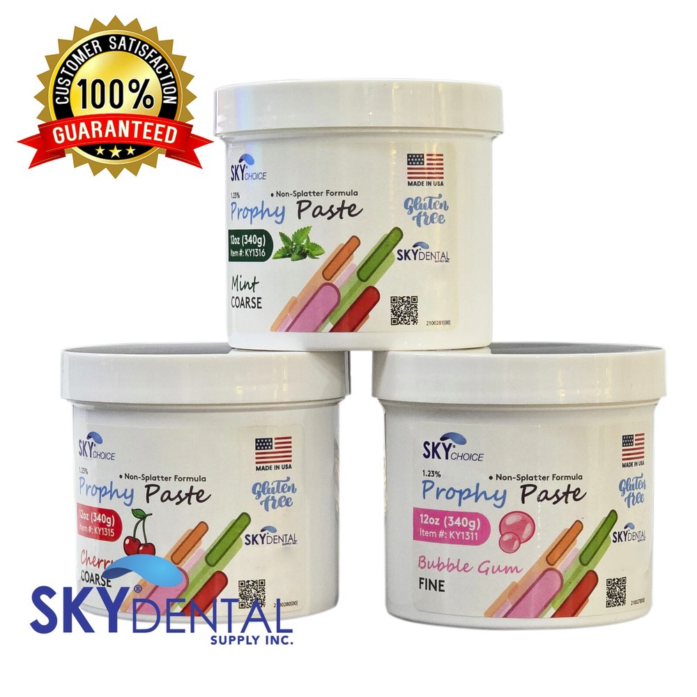 Dental Prophy Paste Jar Non-Spatter Formula Corse Medium Fine 3.5 – 12oz Quartz