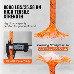 Uimoso Arborist Tree Climbing Rope 220ft Double Braid Polyester 1/2″ 3/4″ 3/8″