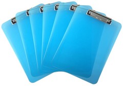 Plastic Clipboard Transparent Color Letter Size Low Profile Clip Pack of 6 Blue