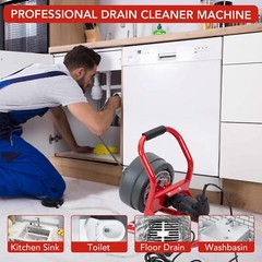 50Ft x 5/16″ Drain Cleaner Machine for 3/4″ to 3″ Pipe Drain Auger Sewer Snake