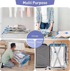 10 Pack Jumbo Vacuum Storage Bags with Hand Pump 80% Storage Space Saving Sturdy