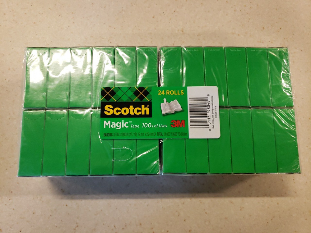 Scotch Magic Tape, Invisible, 3/4 in. X 1000 in., 24 Tape Rolls